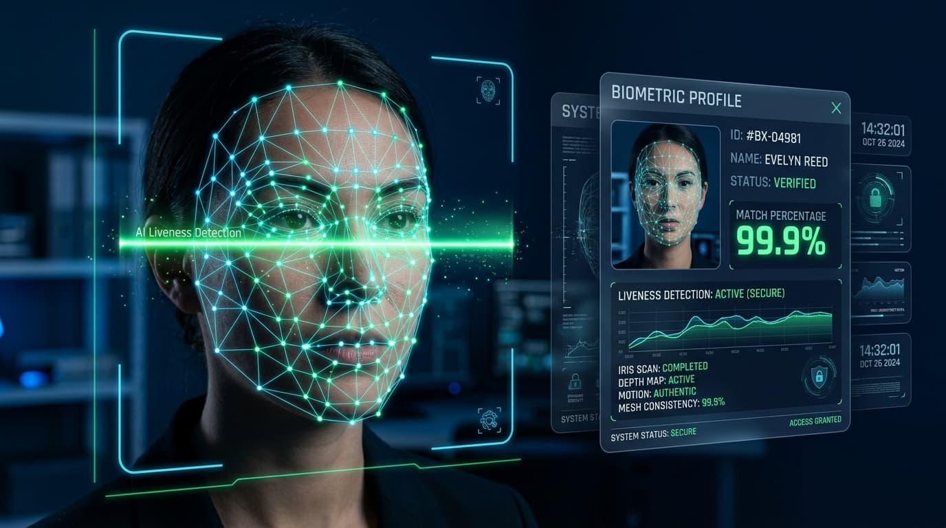 Interfaz de Reconocimiento Facial IA y Detección de Vida NeoCheck