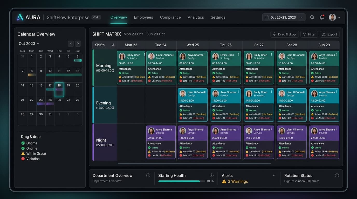 Panel de Gestión y Asignación de Turnos y Horarios Laborales NeoCheck