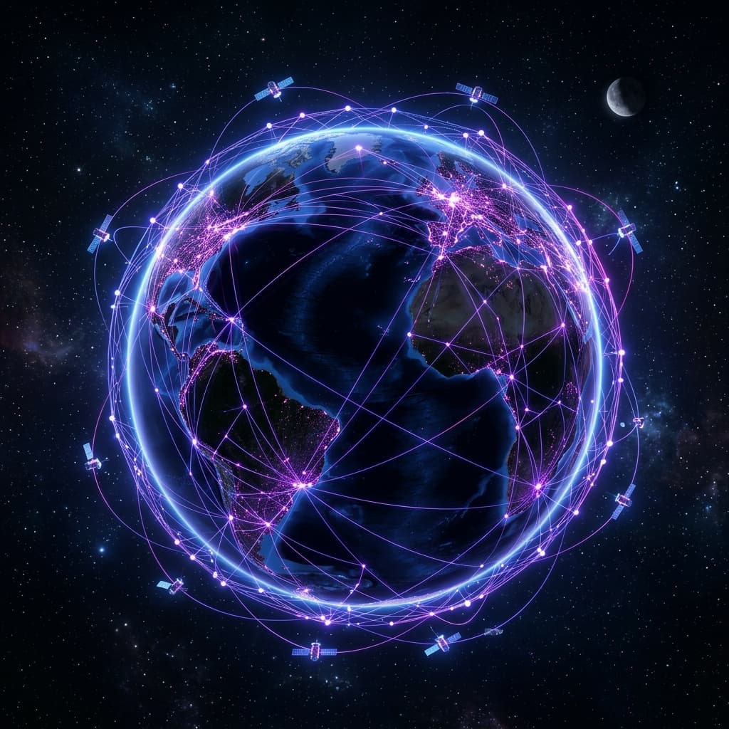Planeta con red de internet satelital LEO