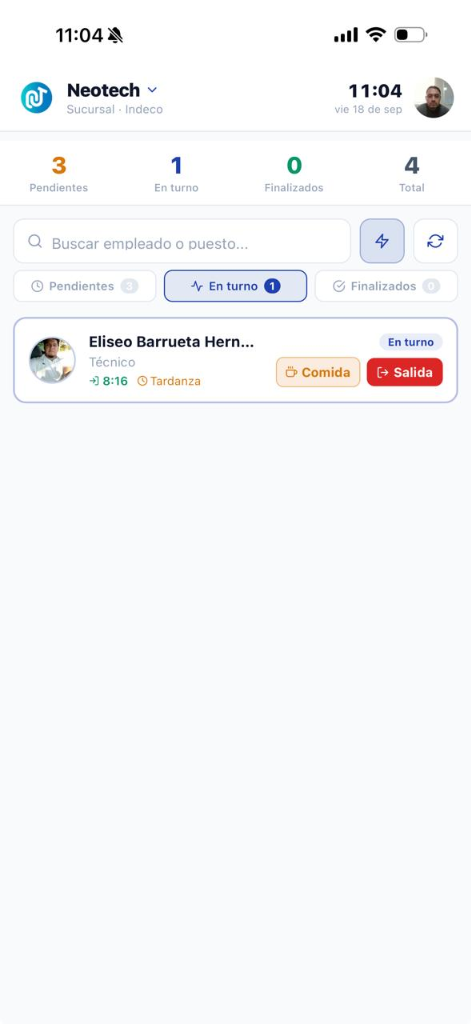 Personal en Turno - NeoCheck App