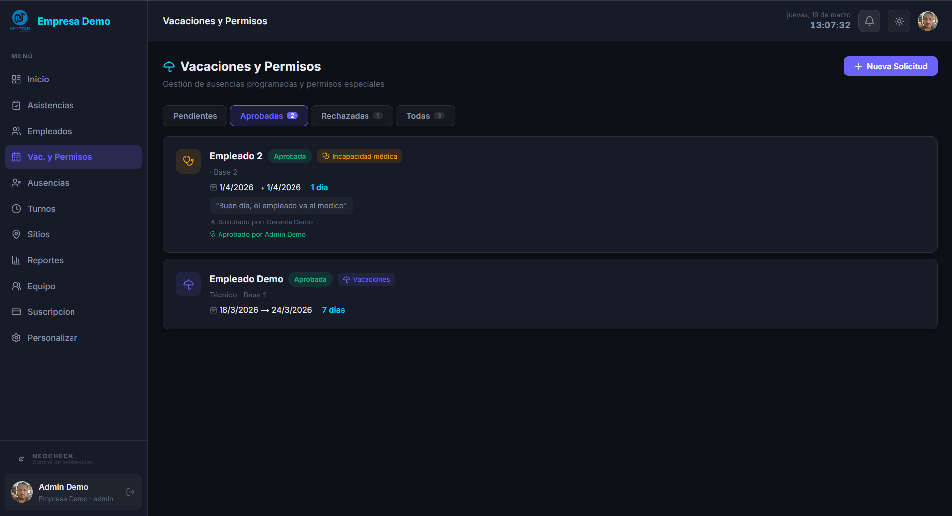 Control de Vacaciones y Permisos