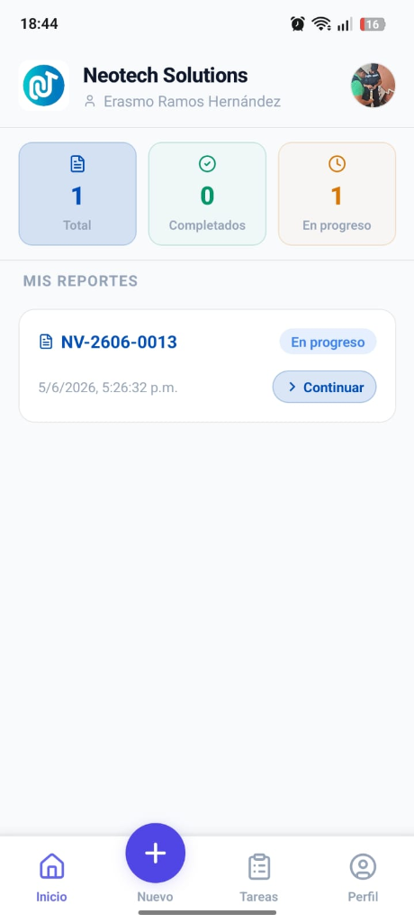 Neovance Aplicación Móvil - Inicio